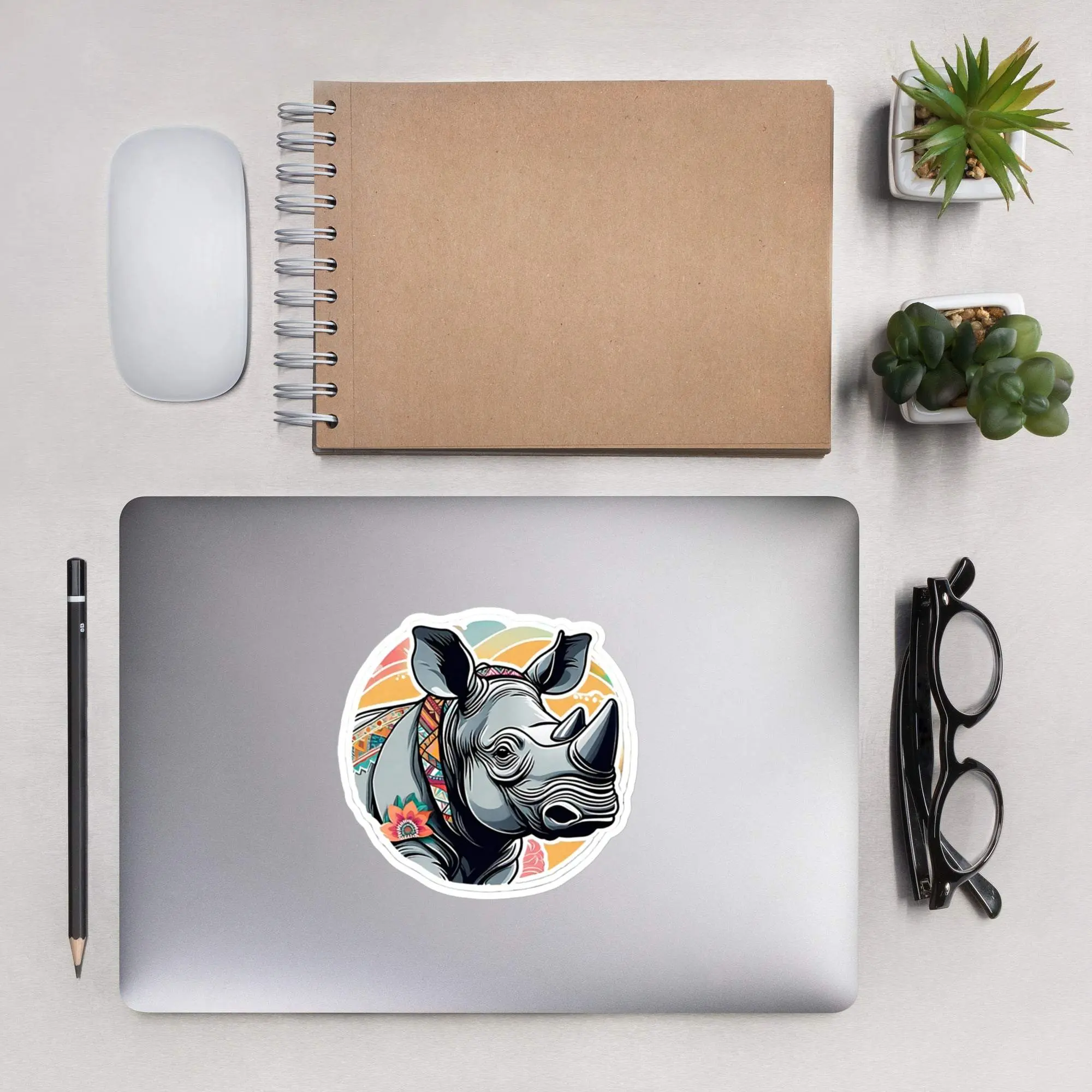 Boho-Chic Rhino 2 Bubble-free stickers