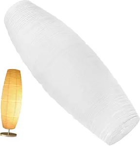 Rice Paper Floor Lamp Shade, White Foldable Cylinder Replacement, Nordic Minimalist Soft Light for Bedroom Living Room Study Home Decor