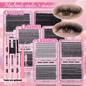 640Pcs D-Type Curly False Eyelash Kit,10-16mm Includes DIY Tutorial for Beginners, Featuring Thick and Voluminous Segmented False Eyelashes, Comes with Glue, Sealer, Tweezers, Enhances Eye-enlargening Effects, Lightweight, Reusable, Eyelash Cluster Kit