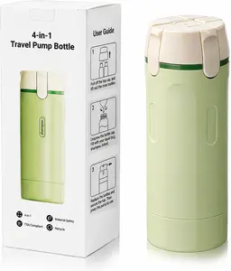 4-in-1 Travel Pump Bottle,Cosmetic Container/Dispenser for Travel(Key Lime)