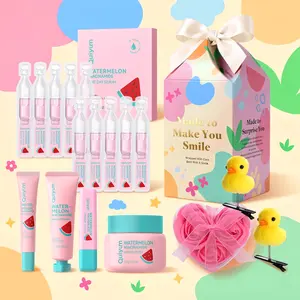 QUIYUM Watermelon Niacinamide & Hyaluronic Acid Skin Care Set, Serum, Moisturizer, Eye Cream, Hand Cream & Lip Balm, Hydrating Moisturizing Brightening Glow Soothing Kit, Moisturizing Repairing Set