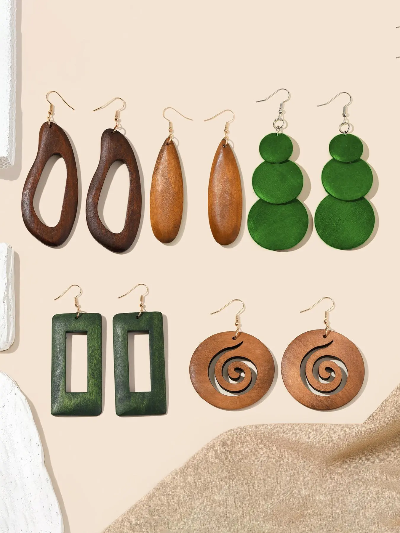 Wooden Geometric Design Dangle Earrings, Fashion Jewelry for Party & Daily Wear, Trendy Accessories, Birthday Gift, Fashionable Jewelry Accessories