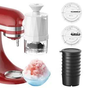 GVODE Shaved Ice Attachment for KitchenAid Stand Mixer, Snow Cone Shaved Ice Machine with Coarse and Fine Blades,8 Ice Cube Molds,Accessories and Attachments for Kitchen Aid