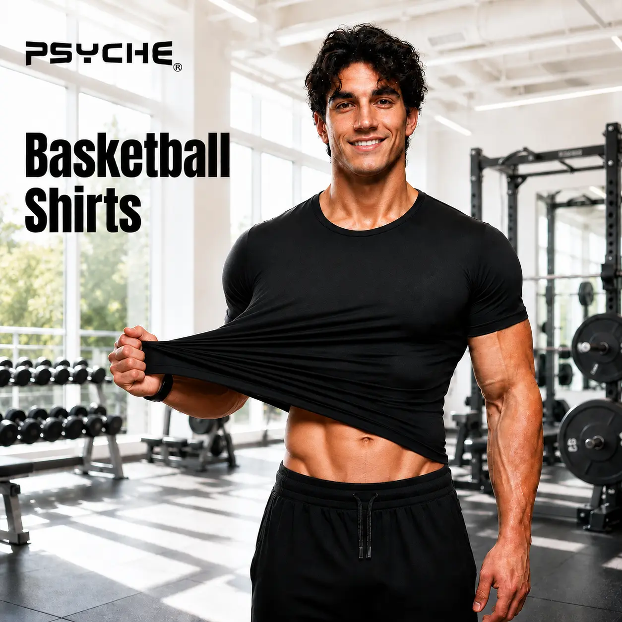 PSYCHE Compression Long Sleeve Shirts for Spring, Quick Drying Breathable Fit Sports T-Shirt, Men's Sportswear Clothing for Gym Running Football, Mens Sports Clothes