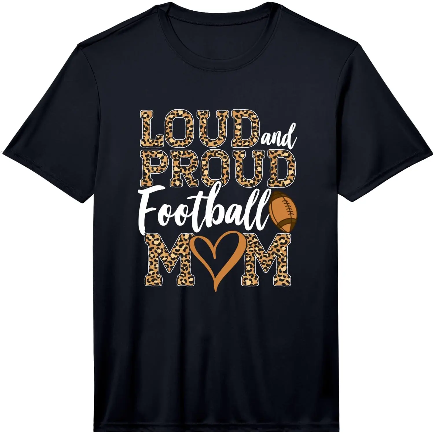 100% Cotton Football Player Mom Leopard Cheetah Football Fan Performance T-Shirt