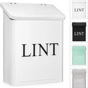 Calindiana Magnetic Lint Bin - Laundry Room Storage Bin with Fully Openable Lid, Glossy Finish, Built-in Key Holes for Wall Mount Option
