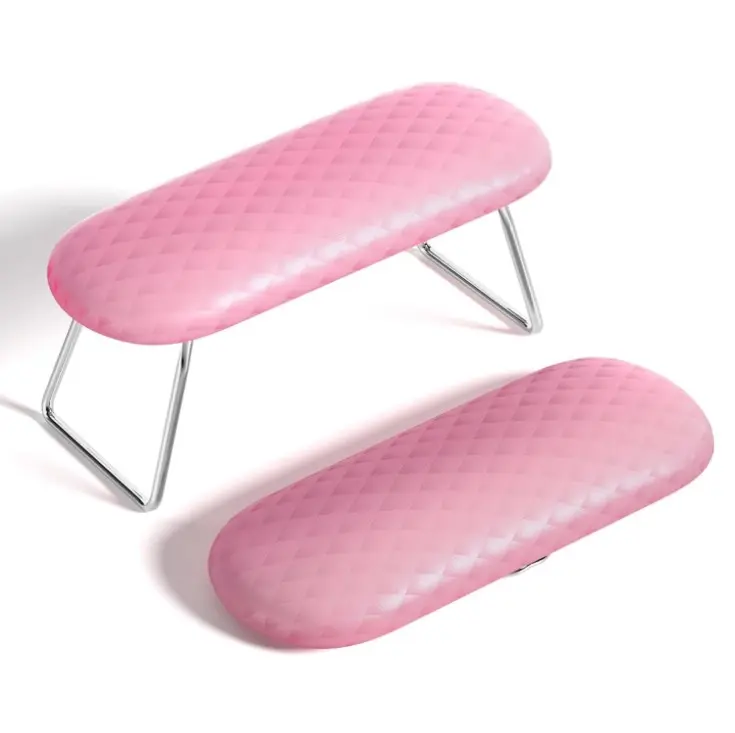 AORAEM Nail Arm Rest, Microfiber Leather Manicure Hand Pillow Professional Nail Rest Cushion Table Desk Station for Salon Use (Pink)