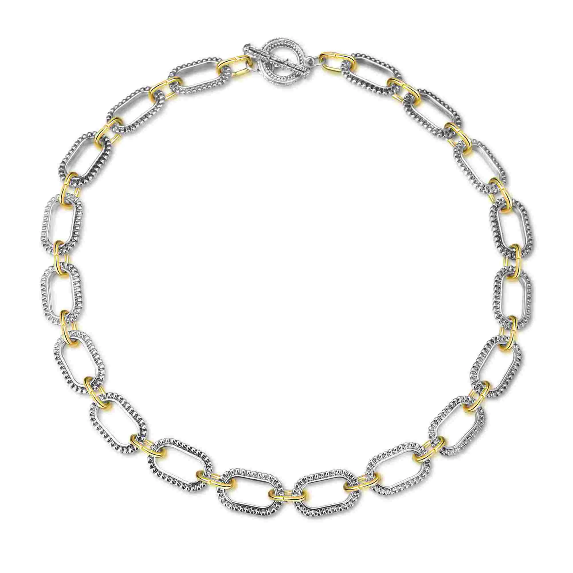Aprilery Link Chain Set – Bold Two-Tone Necklace and Bracelet for Women
