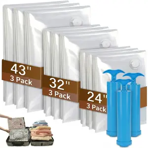 Set of 4 vacuum seal bags for clothes and blankets, includes a manual pump; space-saving vacuum packaging bags suitable for travel, moving, and storing clothing and bedding. Water Proof Compression easter basket for teen easter basket for toddlers