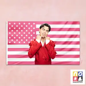 Malachi Barton Pink Flag  Bold Red Outfit Funny Tapestry, Teen Idol Wall Decor, Aesthetic Fandom Flag for Fans, Dorm Gift or Room Vibe