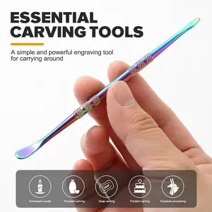 3-piece Rainbow Multifunction Wax Carving Tool Set, Durable Stainless Steel Wax Carving Tool Kit, Dual-Head Carving Tool Spoon