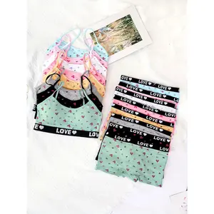 4 Sets in a Pack of Cotton Girls' Bra and Panty Set Suitable for 7-12 Years Old