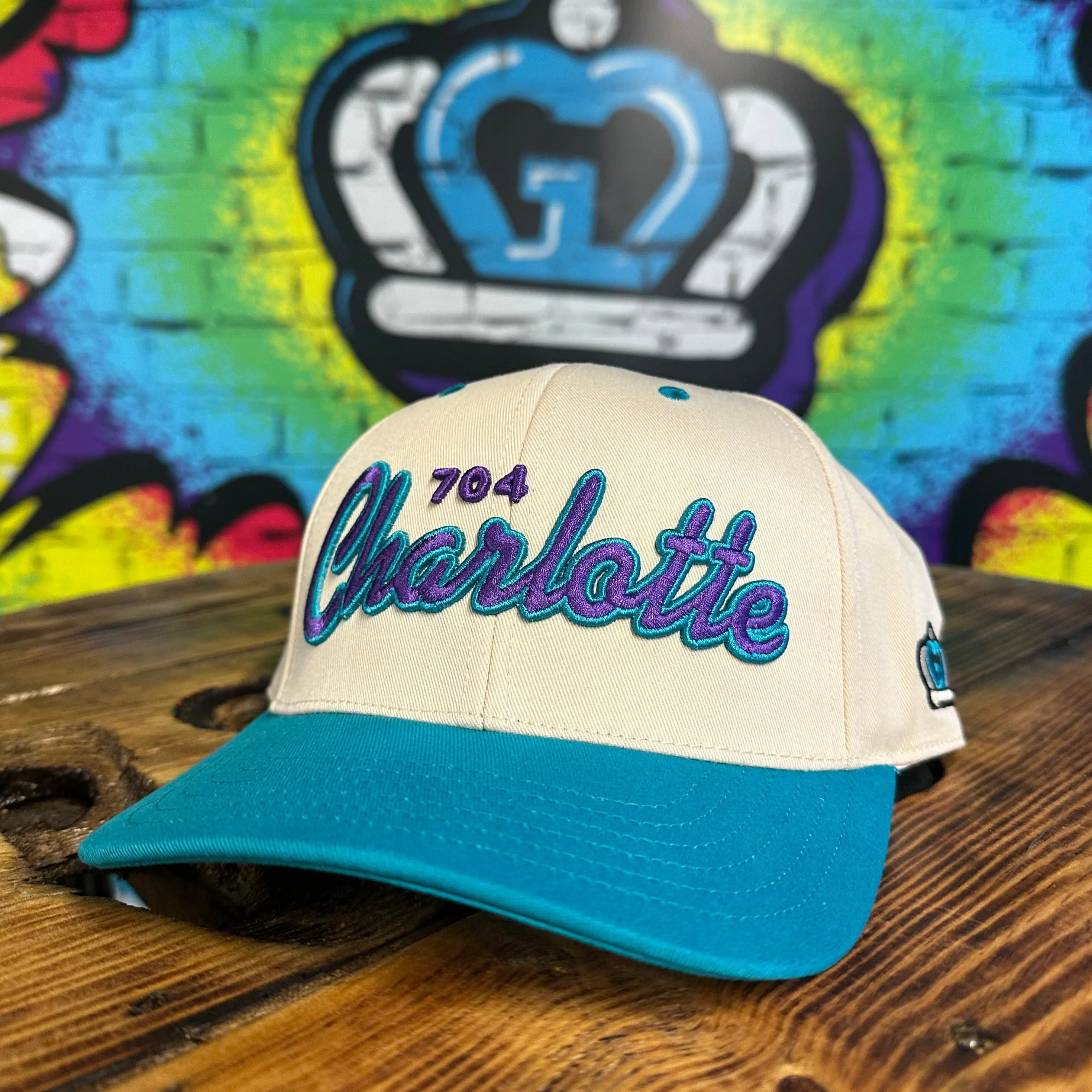 Glory Days Apparel - Cursive Charlotte Hat (teal & purple)