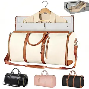 2-in-1 Foldable Garment Bag Duffle Bag Waterproof Travel Bags with Shoe Pouch Convertible Carry on Garment Bags for Travel