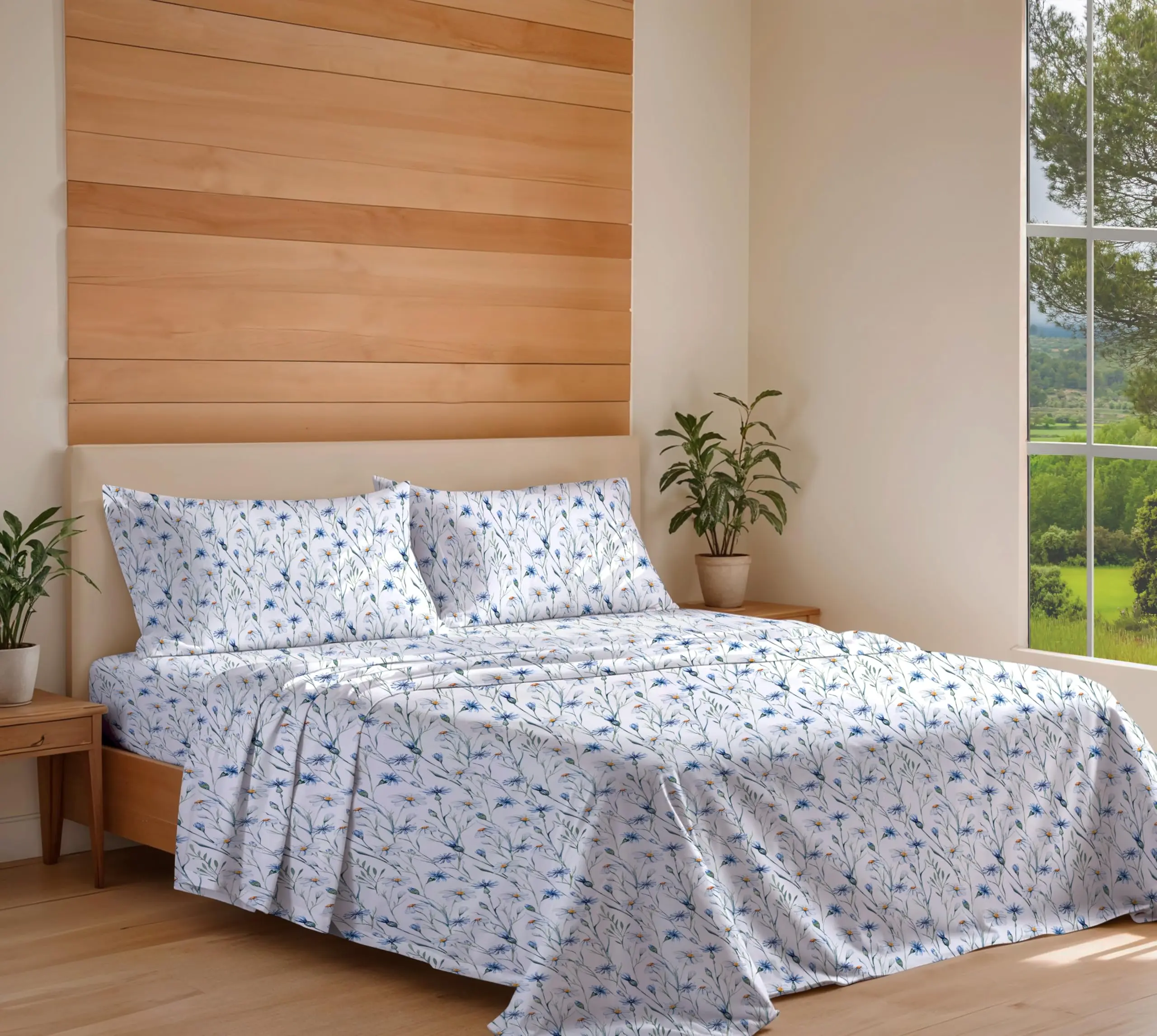 Ruvanti Organic Cotton Percale Sheet Set – Ultra Soft, Deep Pocket, Breathable Bedding, Elegant Design, Soft Touch, OEKO-TEX Certified