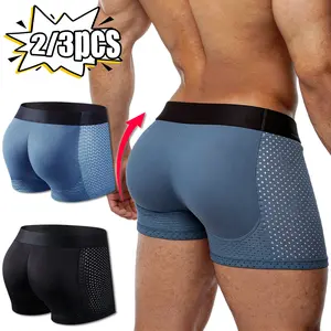 Men's Hip-Lifting Boxer Briefs Hip, Gym Athletic Hip Lifting Men's Underwear Mesh Boxer Briefs for Men, Men's Hip Lifting Shapewear Padded Enhancing Butt Booster