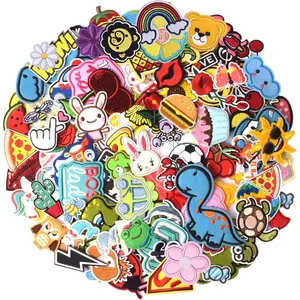 60PCS Random Assorted Styles Embroidered Patches, Sew on/Iron on Applique for Clothes Dress Pants Hats Jeans, Flowers Applique DIY Sewing Accessory