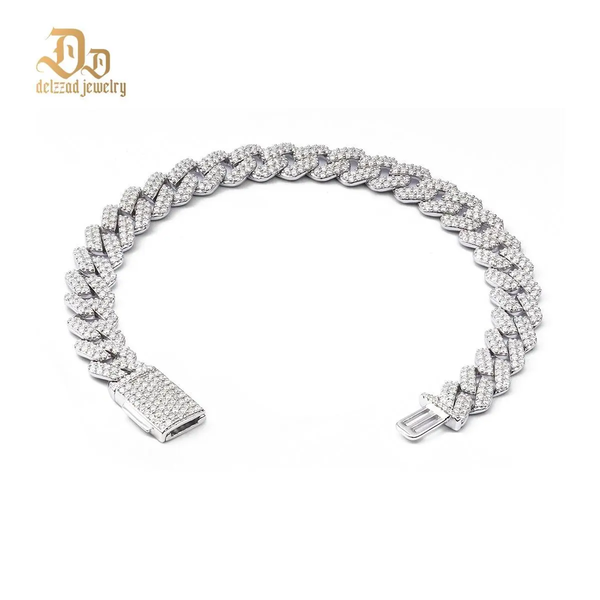 Delzzad (MSG.03) S925 8.5MM Iced Out Cuban Link Bracelet Necklace VVS D Color Synthetic Moissanite Bracelet Unisex Bling Hip Hop Cuban Chain Perfect for Any Occasion & Everyday Wear Birthday Anniversary Christmas Gifts