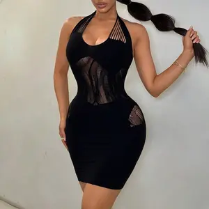 Women's Plain Hollow Out Dress Party clubwear Formal birthday Party Sleeveless Womenswear Comfort Workwear Basic Black Minimalist wedding guest dresses graduation dresses bridesmaid dresses mother bride dress