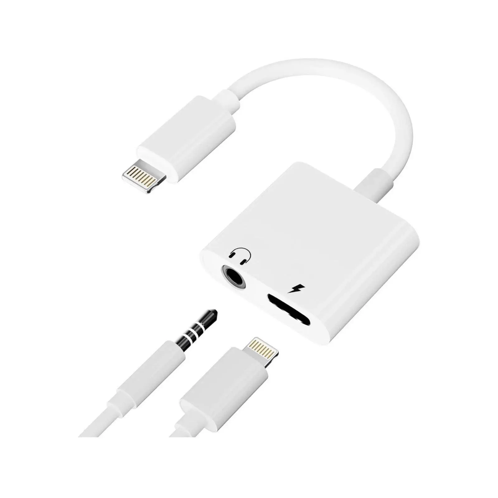 TechZone Lightning to 3.5mm Audio Adapter with Micro USB Port for iPhone & iPod