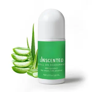 Unscented Roll-On Deodorant Organic Natural deodorant Dermatologist approved Made in USA  48h odor control brightening underarm patented formula no stain on shirts