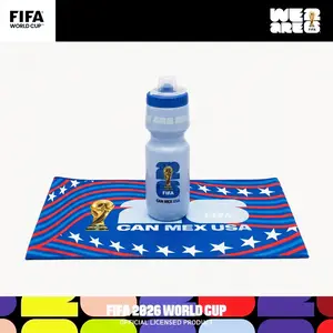 [Officially Licensed ] FIFA World Cup 2026 Survival Squeeze Water Bottle: A portable set including a water bottle and a scarf—lightweight and reusable, perfect for camping, hiking, travel, cycling, outdoor adventures, and fitness， Camping Gear