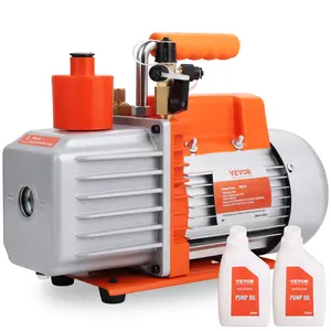VEVOR 1/2 HP 2 Stage Rotary Vane Vacuum Pump,  7 CFM, 120V Air Conditioning Vacuum Pump, 1/4" SAE Male 3/8" SAE Male 1/2" ACME Male Inlet, for HVAC Repair, Refrigeration Maintenance, Resin Degassing