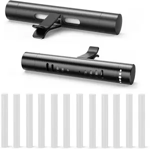2pcs Car Air Freshener Diffuser Vent Clips，With 12 Odorless Refill Sticks,Essential Oil Car Diffuser Suitablefor:Car,Bathroom,OfficeScenario,Cloakroom,Bedrooms,Present (Black)