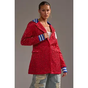 FIRST ROUND DRAFT PICK STUDDED BLAZER IN RED