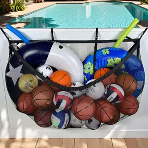 Over-the-Wall Mesh Pool Storage Bag - Large Hanging Organizer for Pool Essentials, Pool Toys, Floats & Accessories (Keeps Items Dry!) Hangable