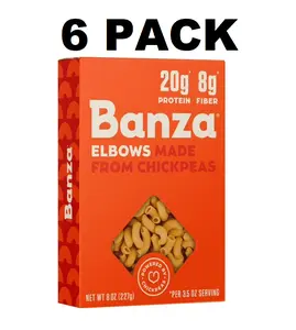 Banza Elbows Pasta Gluten Free High Protein 20g Per Serving 6 Pack Vegan Non GMO Chickpea Pasta 227g Food 8 Oz 227g