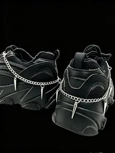 2pcs Dark Rivet Shoe Chains, Punk Style, DIY Compatible with Shoes and Boots, Trendy Accessory for Edgy, Perfect for Customization