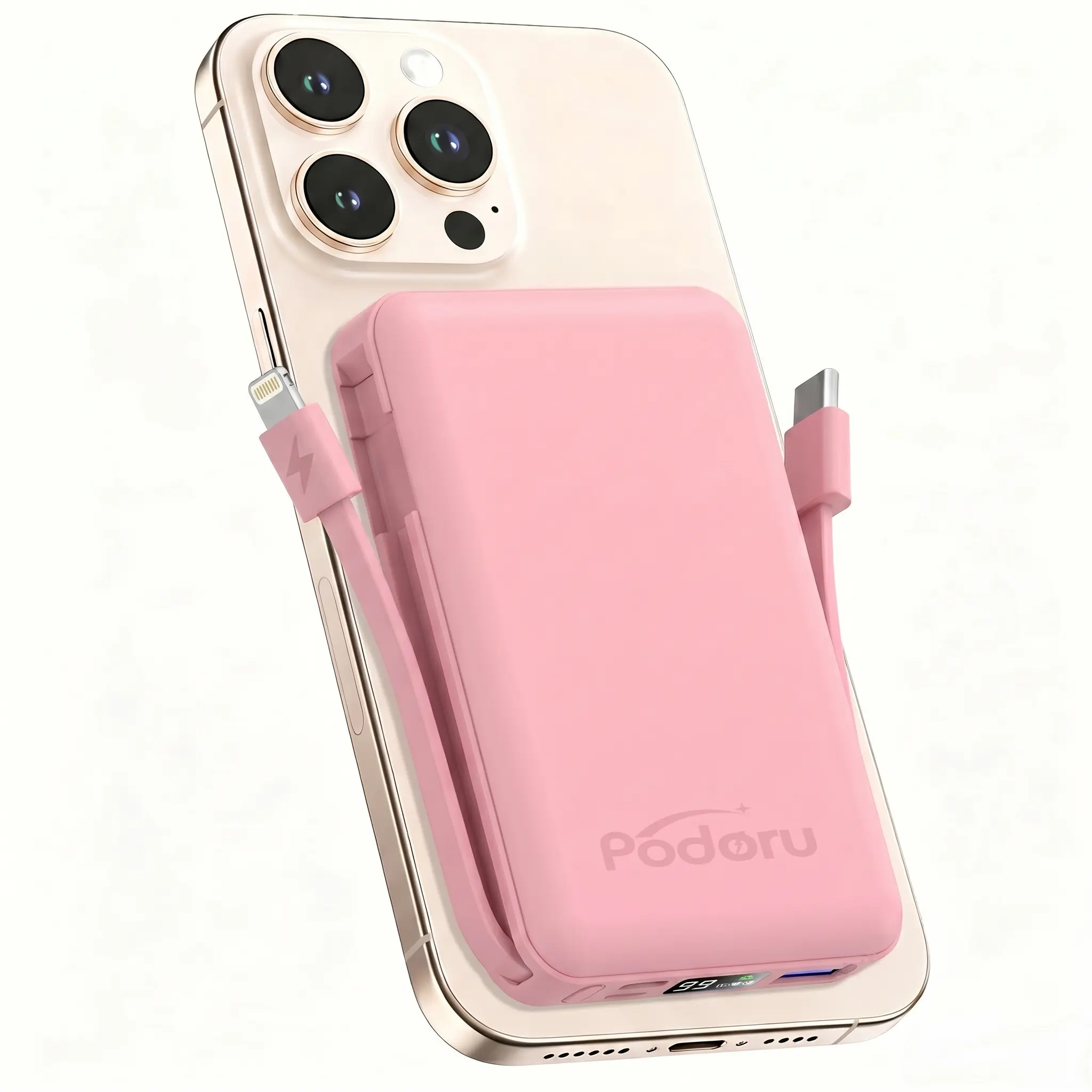 Power bank Magnetic Wireless Power Bank 10000mAh, 22.5W PD Fast Charging Portable Charger, Built-in Cable, LED Digital Display, Ultra-Slim Magnetic Battery Pack, Compatible with Most Smartphones & Mobile Devices Foldable MagSafe