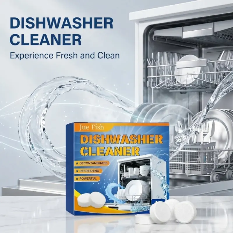 Household Concentrated Citric Acid Dishwasher Descaler Tablets - Solid Alcohol-Free Lemon-Fragrance Detergent, Oil-Stain Removing Home Care Cleaner for Dishwashing Needs
