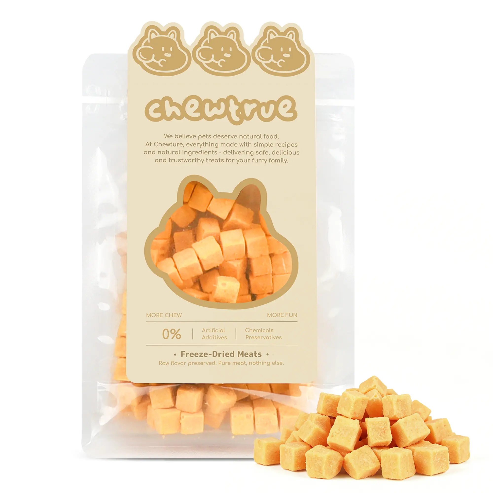 ChewTrue   Freeze-Dried Egg Yolk Bites Pet Treats. Rich in Lecithin, Promotes Healthy Coat and Digestive Health —For Cats and Dogs（Pack size：100G）