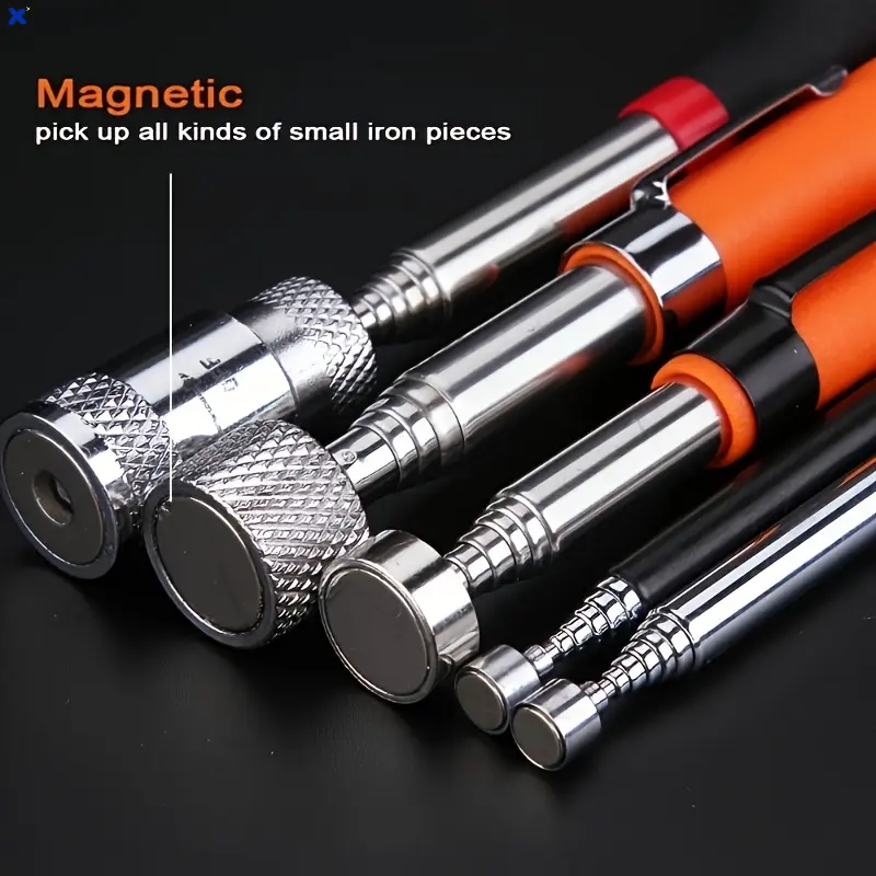 8 LBS Magnetic Pickup Tool with Ergonomic Orange Grip, Extendable Stainless Steel Rod, Portable Durable Magnet Grabber for Screws, Nails & Small Metal Parts, Workshop Construction DIY Retrieval Tool