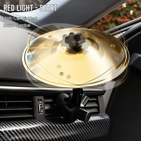 Mini Car Cymbal Accessory - Easy Clip-On Car Interior Decoration, Dashboard Stress Relief Toy for Music Lovers, Durable Compact Air Vent Accessory with Crisp Loud Sound for All Vehicle Types, Fits Dashboards