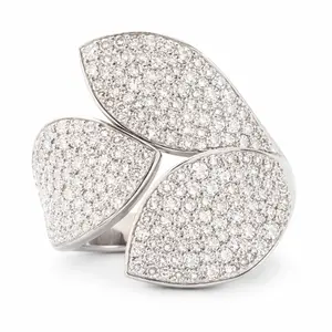 925 Sterling Silver Moissanite Statement Ring | Elegant Leaf Design