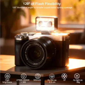 Desiontal Fo3 Mini Camera Flashlight for Sony Fuji Ricoh Canon Nikon, Universal Hot Shoe Light, Type-C Quick Charge, 5 Adjustable Brightness Levels, Photography Camera Accessories