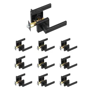 VEVOR Privacy Door Handle,  10 Pack Matte Black Door Lever, Left or Right Handing Reversible Lever with Keyless Lock, 45° Rotation to Open, Universal Square Interior for Bedroom and Bathroom Doors