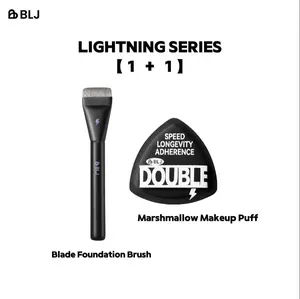 [Influencer]BLJ Sponge & Flat Brush Combo = Airbrush Skin in 30 Secs "Even Newbies Can Get MUA-Level Finish" Professional Makeup Brush Set for Women foundation brush