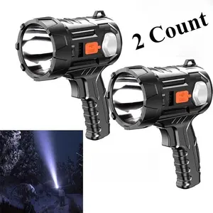 2PCS Solar/USB Super Bright Rechargeable LED Spotlight Flashlight Searchlight fathersdaygifts