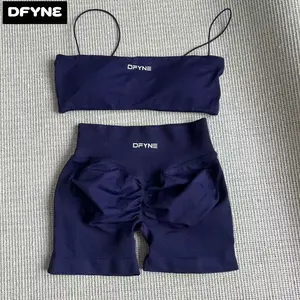 DFYNE Thin Strap Bandeau Top Set, High Elasticity, Anti-Exposure, Backless Design, Yoga/Pilates Fitness Vest