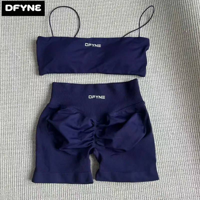 DFYNE Women's Thin Strap Bandeau Top Set - High Elasticity, Anti-Exposure, Backless, Breathable, Workout Sets for Female (Plus Size, Normal Type) - Yoga/Pilates Sports Bra Vest, Women's Workout Sets, Photoshoots, Moderate Support, Minimalist Brand Logo