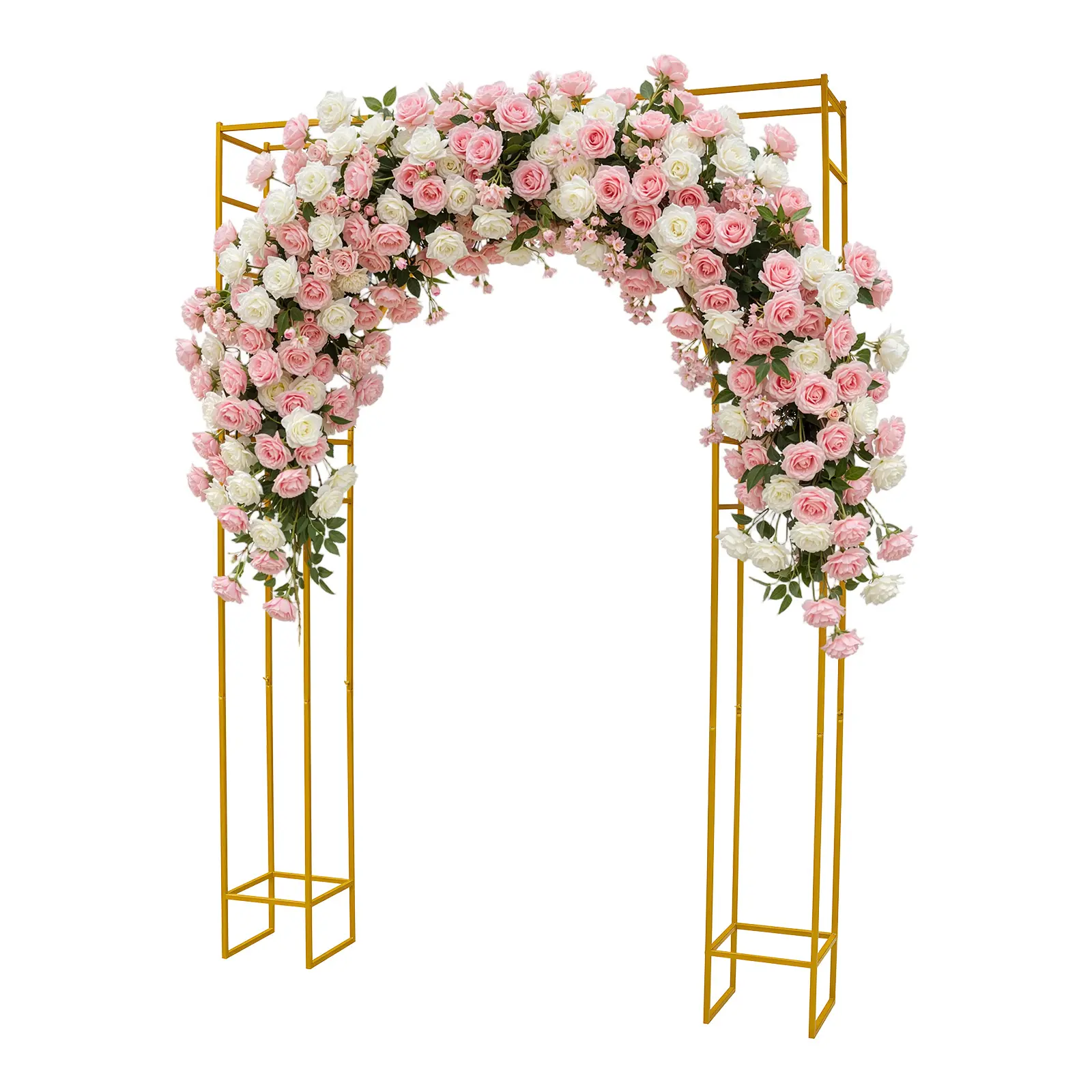 Heavy-Duty Metal Arch Backdrop Stand, 5.9x8.2 ft Outer Square with Inner Frame, 44 lbs Capacity Flower Stand for Wedding Background, Engagement Party Decorations, Picture & Photo Backdrops