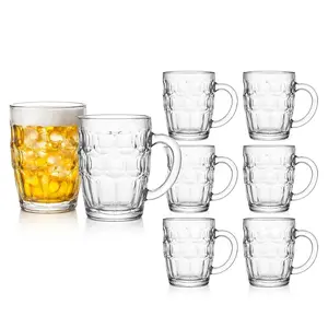 4/8pcs 19oz Beer Mugs with Handle Thick Glass Heat Resistant Transparent Vintage Style for Coffee Milk Latte Espresso Beer Juice Daily Use Kitchen Drinkware Home Office Cup