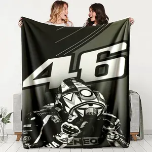 Valentino Rossi 46 Motorbike Racing Flannel Blanket, Lightweight All-Season, Perfect Gift for Friends and Family, Sofa, Bed, Camping, Travel