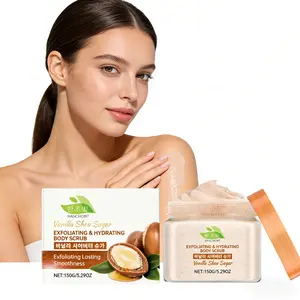 Vanilla Shea Butter Body Scrub (150g) - Daily Gentle Exfoliating Peel, Cleansing Hydrator, Moisturizing Nourisher, Herbal Bath & Body Care for Dry Skin, Removes Dead Skin Cells, Smooths Texture, Daily Care