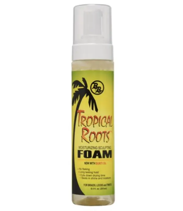BB Tropical Roots Foam Mousse 8.5oz - Sculpting Foam for Shine, Minimizes Frizz, Keeps Scalp Moisturized, Rinse-Free, Unisex Haircare - Gel