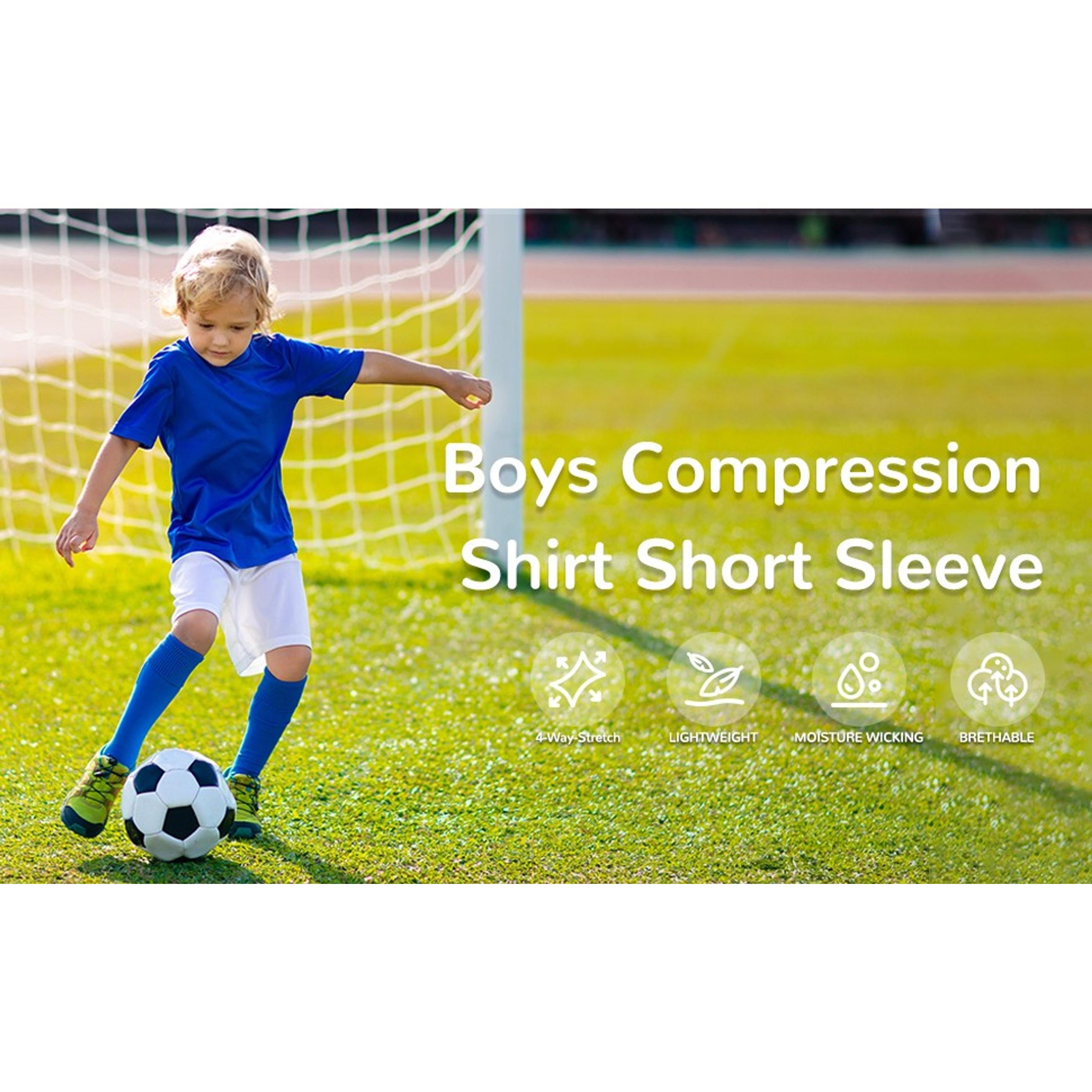 Boys Compression Shirt Short Sleeve Youth Athletic Undershirt Kids Base Layer T-Shirt for Football BasketballGift